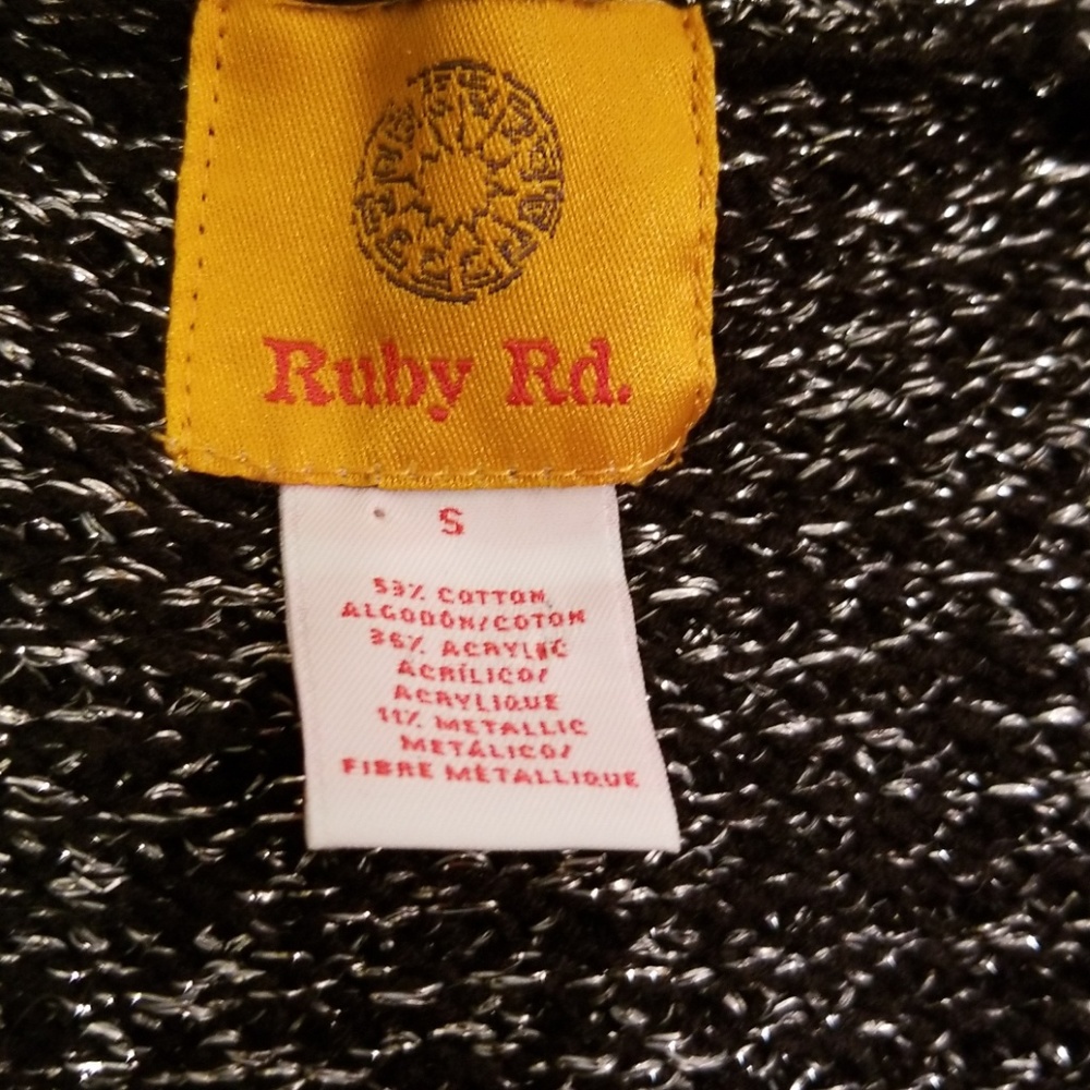 Ruby Rd. Shimmery Silver & Black Ruffled Sweater - Picture 5 of 8